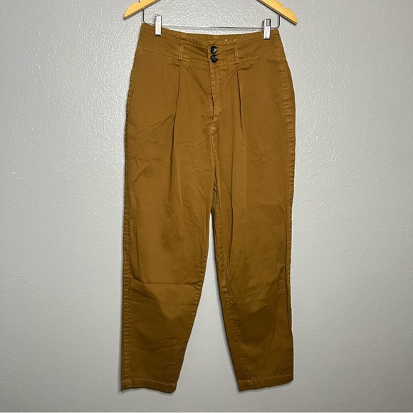 Free People Pants - Free People Brown Orange Paperbag High Rise Tapered Pants Size 6